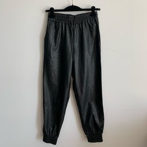 Dynamite Sacha Faux Leather Joggers (BLACK)
